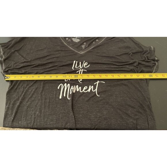 Lane Bryant 'Live in the Moment' PLUS 3X (22/24) Floral Back T-shirt Tee Sheer - Picture 7 of 7